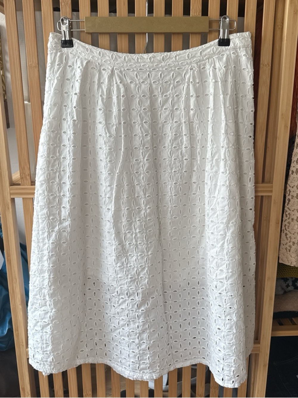 Abercrombie & Fitch White Eyelet Midi Skirt